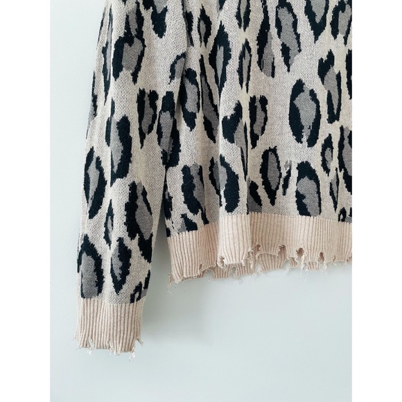 FATE 🌈 Distressed Leopard Print Sweater in Taupe & Black from Anthropologie - Picture 16 of 16